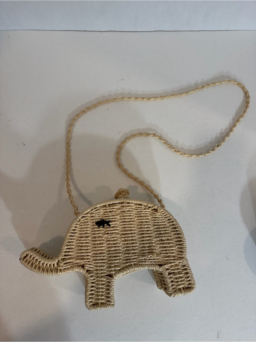 Zara Elephant Woven Jute Basket Crossbody Bag Purse Novelty